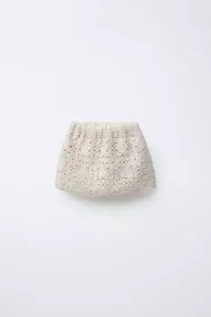 Юбка из трикотажа крючком ZARA, экрю