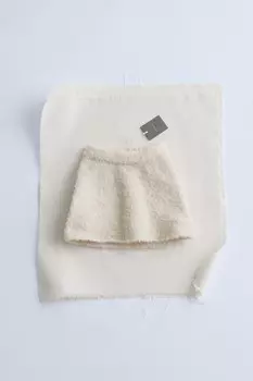 Юбка из трикотажа с шерстью ZARA, цвет mid-ecru