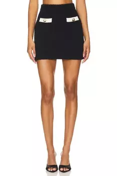 Юбка из трикотажной смеси кашемира Self-Portrait, черный