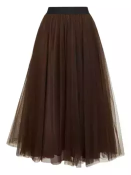 Юбка из тюля с эластичным поясом Blanca Vita, коричневый