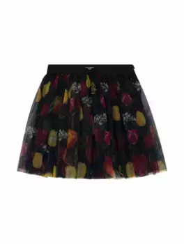 Юбка из тюля с цветочным принтом Dolce&Gabbana, мультиколор