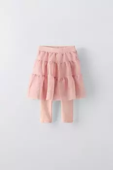 Юбка из тюля с леггинсами ZARA, светло-розовый