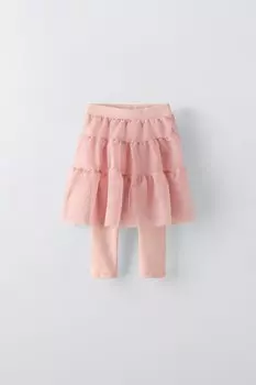 Юбка из тюля с леггинсами ZARA, светло-розовый