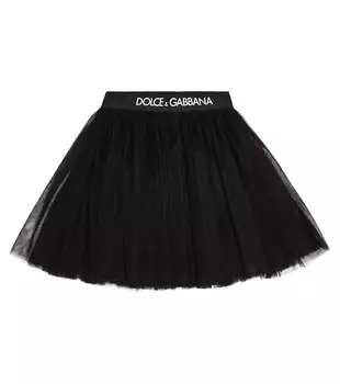 Юбка из тюля с логотипом Dolce&Gabbana, черный