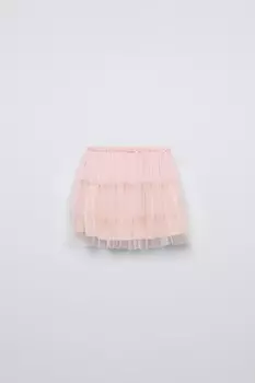 Юбка из тюля с оборками ZARA, средне-розовый