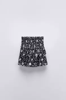 Юбка из тюля с принтом ZARA, черный