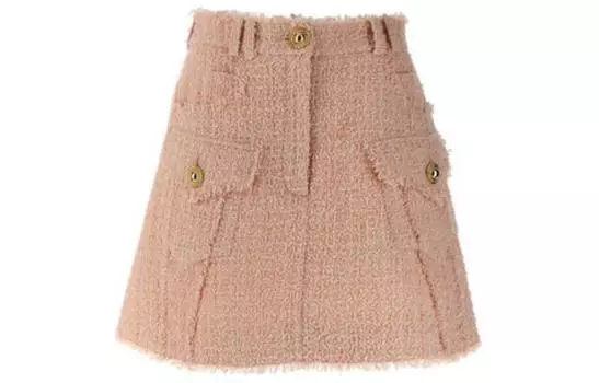 Юбка из твида с бахромой по низу BALMAIN, розовый