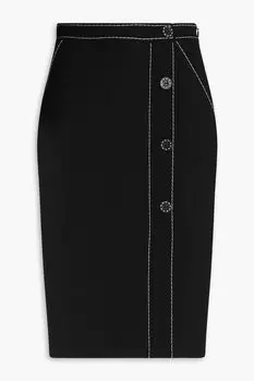 Юбка из твила с прострочкой BOUTIQUE MOSCHINO, черный