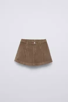 Юбка из вельвета ZARA, коричневый