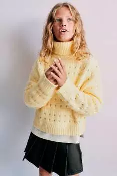 Юбка из вытяженной кожи ZARA, коричневый