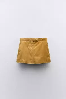 Юбка из замши и кожи ZARA, цвет brandy