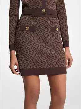 Юбка из жаккардовой ткани с логотипом Michael Kors, коричневый
