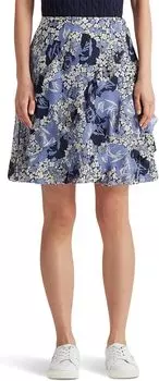 Юбка из жоржета с цветочным принтом и оборками LAUREN Ralph Lauren, цвет Blue/Cream/Navy