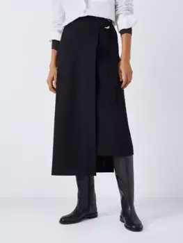 Юбка John Lewis Wool Blend Wrap Midi, черный
