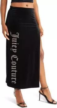Юбка Juicy Couture Maxi Skirt with Slit and Bling, цвет Liquorice