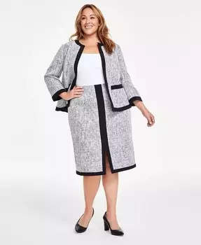 Юбка-карандаш больших размеров с разрезом спереди и цветными блоками Kasper, черный