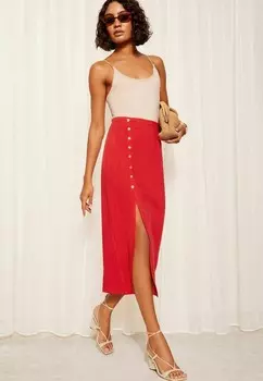 Юбка-карандаш BUTTON DETAIL MIDI Friends Like These, красный