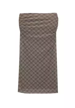 Юбка-карандаш CHECK PULL&BEAR, коричневый