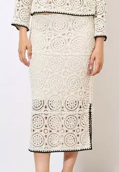Юбка-карандаш CROCHET CIRCLES MIDI Apricot, серый