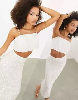 Юбка-карандаш цвета слоновой кости с пайетками ASOS
