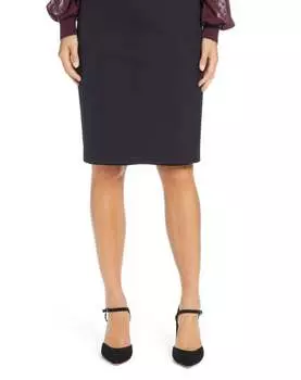 Юбка-карандаш для рабочей одежды выше колена черного цвета Halogen