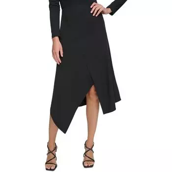 Юбка-карандаш для женщин Petites с застежкой-молнией сзади и разрезом спереди DKNY, черный