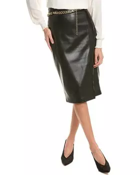 Юбка-карандаш Elie Tahari с поясом-цепочкой, черный