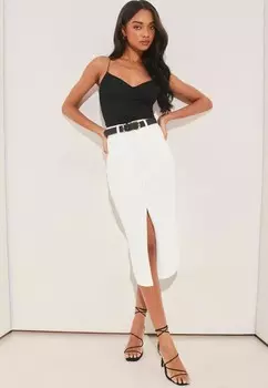 Юбка-карандаш HIGH RISE SPLIT FRONT PETITE Lipsy, белый