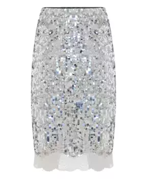 Юбка Карандаш из блестящего кружева с пайетками Kocca, серый