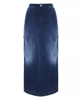 Юбка Карандаш из денима с эффектом потертости и карманами Kocca, синий