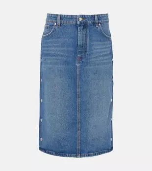Юбка-карандаш из денима средней посадки Stella Mccartney, цвет vintage blue denim