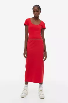 Юбка-карандаш из джерси H&M, красный