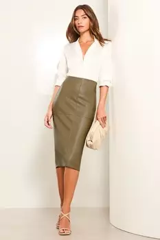 Юбка карандаш из искусственной кожи Lipsy, зеленый