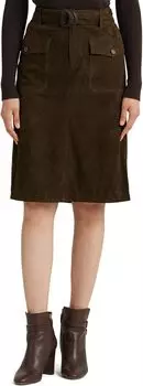 Юбка-карандаш из козьей замши с поясом LAUREN Ralph Lauren, цвет Dark Olive