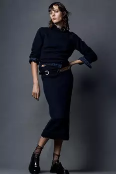 Юбка-карандаш из однотяжной трикотажной платья ZARA, темно-синий