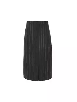 Юбка-карандаш из полосатой фланели Saint Laurent, цвет marine craie