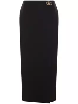 Юбка-карандаш из шерсти с логотипом Valentino Garavani, черный