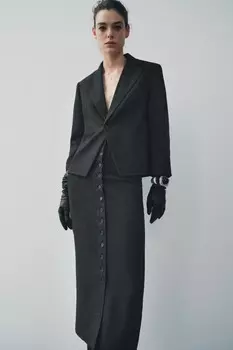 Юбка-карандаш из шерстяной смеси ZARA, серый