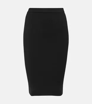 Юбка-карандаш из смесовой шерсти SAINT LAURENT, черный