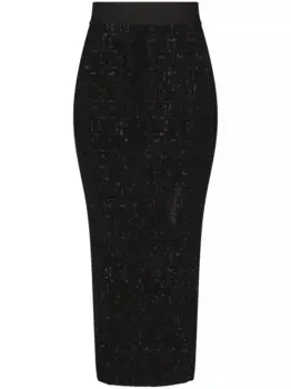Юбка-карандаш из тюля с логотипом DG DOLCE & GABBANA, черный