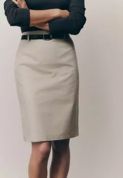 Юбка-карандаш KNEE LENGTH BELTED Next, серо-коричневый