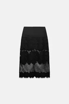Юбка-карандаш крючком ZARA, черный