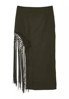 Юбка-карандаш LUNGA SPACCO FRANGE Calliope, темно-зеленый