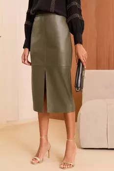 Юбка карандаш миди из искусственной кожи Love & Roses, зеленый