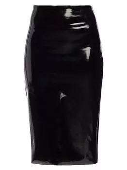 Юбка-карандаш миди из искусственной лакированной кожи Commando, черный