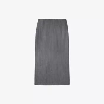 Юбка-Карандаш миди из смеси шерсти и кашемира с узором в полоску и высокой талией The Kooples, серый