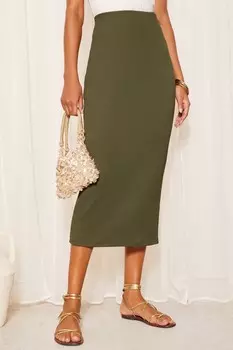 Юбка карандаш миди из текстурированного джерси Friends Like These, зеленый