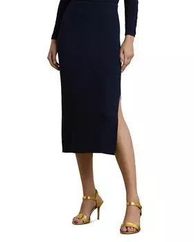 Юбка-карандаш миди из трикотажного полотна Ralph Lauren, синий