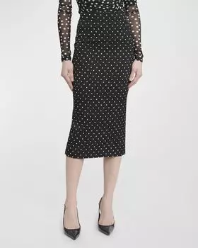 Юбка-карандаш миди в горошек Dolce&Gabbana, цвет Black Prt