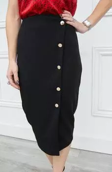 Юбка-карандаш на пуговицах спереди черного цвета bishop + young